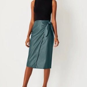 Faux Leather Wrap Pencil Skirt